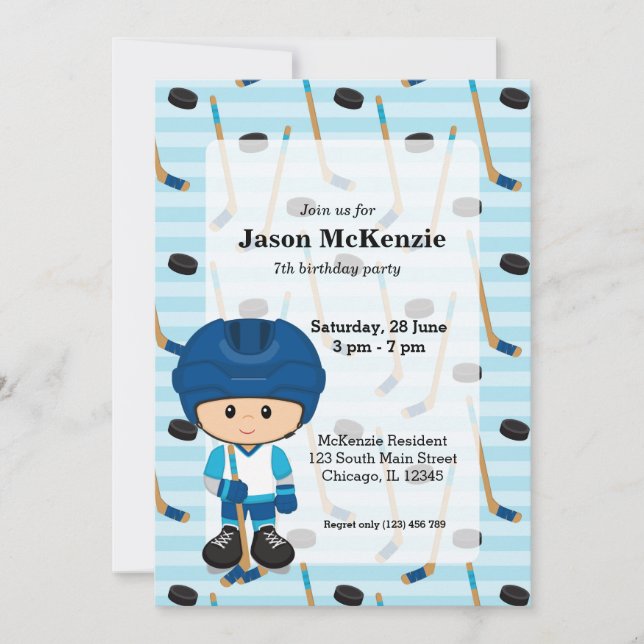 Invitation Joueur de hockey (Devant)