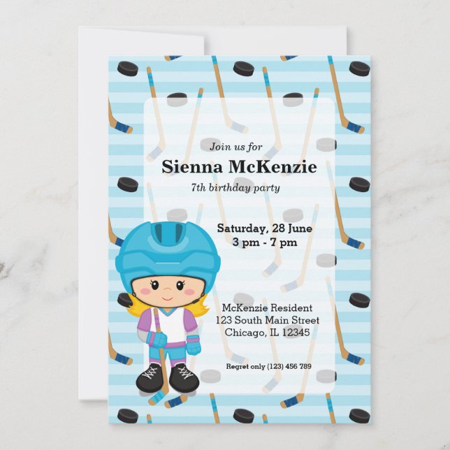 Invitation Joueur de hockey (Devant)