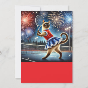Invitation Joueur de Tennis Chat le 4 juillet Jour de l'Indép