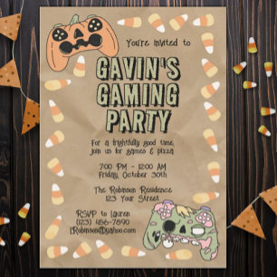 Invitation Joueur d'Halloween Éffrayant pour enfants fête d'a