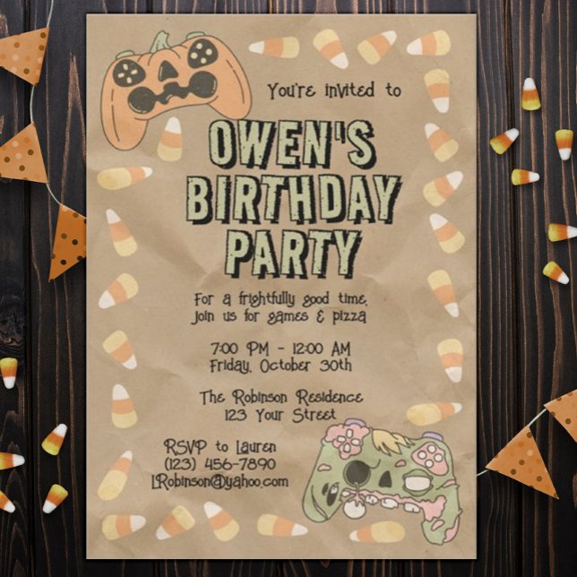 Invitation Joueur d'Halloween pour enfants fête d'anniversair (Créateur téléchargé)