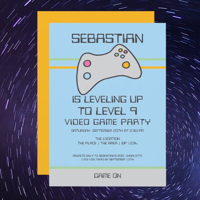 Invitation Joueur vidéo ordinateur nivellement vers le haut A (Gamer birthday party invitations from Ricaso 
Personalized levelling up invite. )