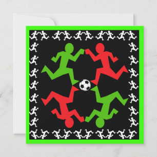 Invitation Joueurs de soccer en courant au Motif de balle