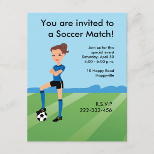 Invitation Joueuse de football féminin personnalisée