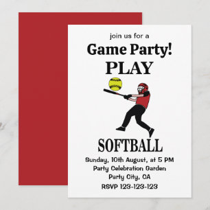 Invitation Joueuse de softball joue au softball