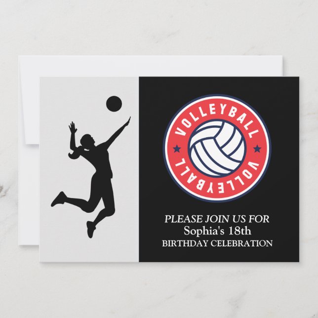 Invitation Joueuse de volley-ball fête d'anniversaire (Devant)