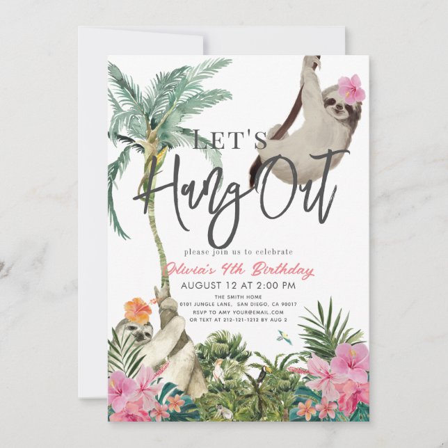 Invitation Jouons à l'Anniversaire de la Fille de la Jungle (Devant)
