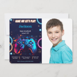 Invitation Jouons au jeu vidéo Anniversaire Photo