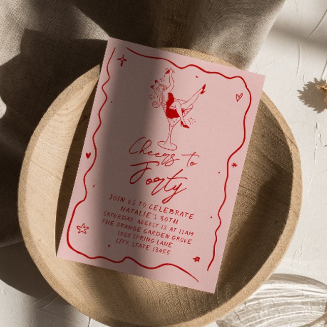 Invitation Jour 40e anniversaire de Quarante Quirky (Créateur téléchargé)