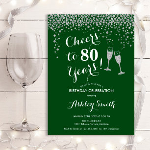 Invitation Jour D'Anniversaire À 80 Ans - Silver Green
