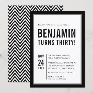 Invitation JOUR D'ANNIVERSAIRE ADULTE typographie moderne noi