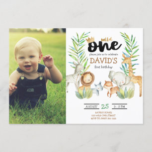 Invitation Jour d'anniversaire avec Photo Safari Wild One