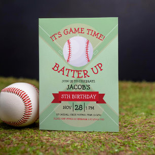 Invitation Jour d'anniversaire de baseball branché