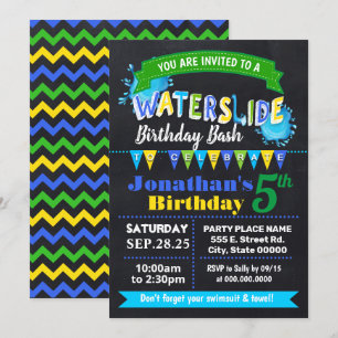 Invitation Jour d'anniversaire de Chalkboard Watertobboard