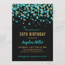 Jour d'anniversaire de la Confetti Turquoise Gold