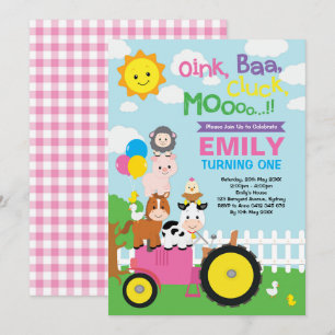 Invitation Jour d'anniversaire de la ferme des animaux de la 