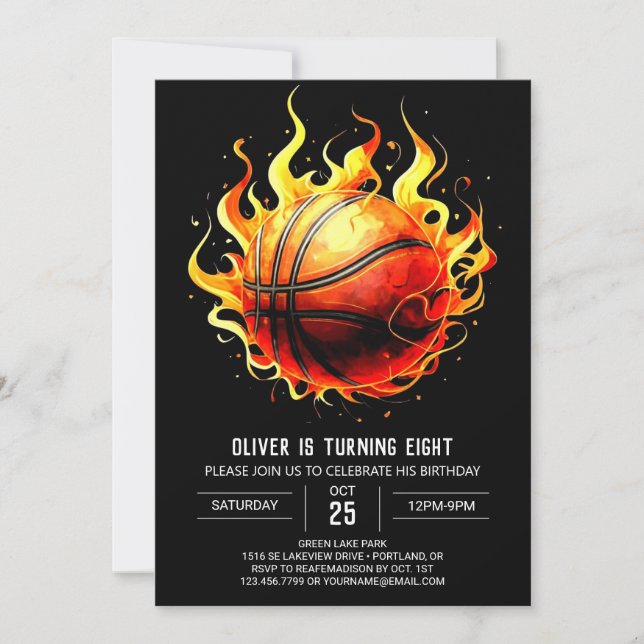 Invitation Jour d'anniversaire de la fête du basket-ball Wate (Devant)