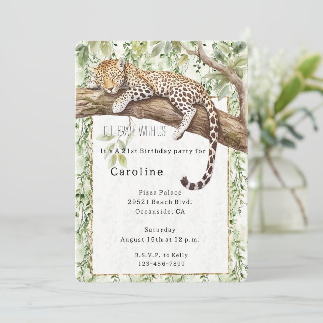 Invitation Jour d'anniversaire de la jungle verte sauvage (Debout devant)