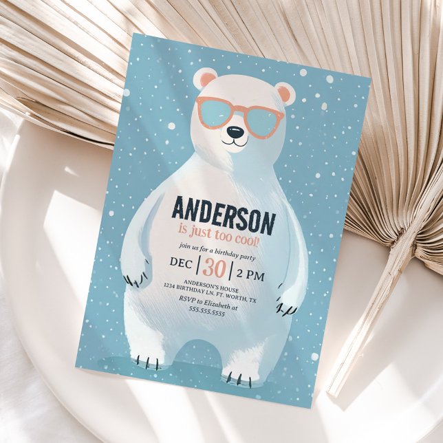 Invitation Jour d'anniversaire de l'ours polaire d'hiver (Créateur téléchargé)