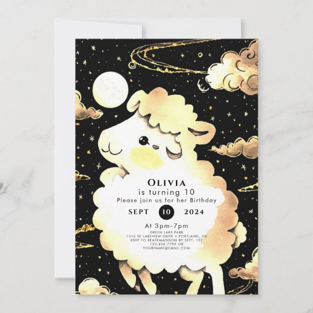 Invitation Jour d'anniversaire des moutons sur mesure (Devant)