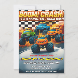 Invitation Jour d'anniversaire du Camion Monster Crash Boom P