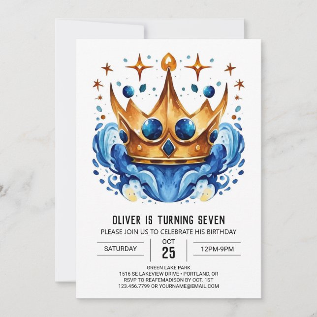 Invitation Jour d'anniversaire du Prince Crown de Fairytale m (Devant)