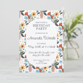Invitation Jour d'anniversaire exubérant en fleurs