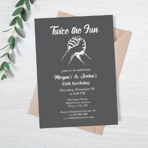 Invitation Jour d'anniversaire gris des mains minimes moderne