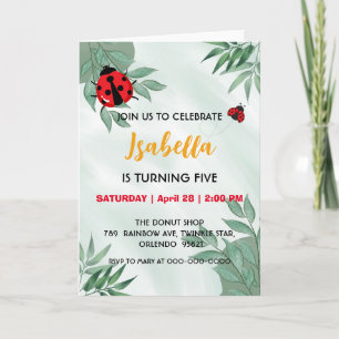 Invitation Jour d'anniversaire mignon rouge Polka dot Ladybug
