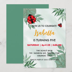 Invitation Jour d'anniversaire mignon rouge Polka dot Ladybug