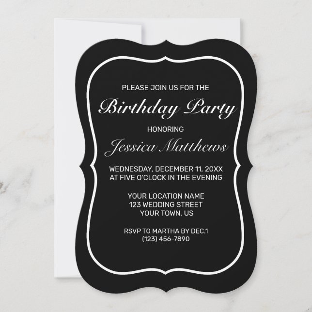Invitation Jour d'anniversaire minimaliste blanc (Devant)