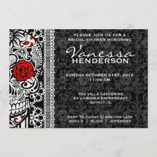 Invitation Jour de fantaisie de crâne de sucre de dentelle de