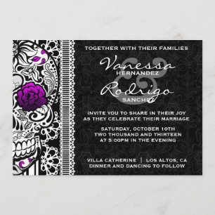 Invitation Jour de fantaisie de crâne de sucre de dentelle de