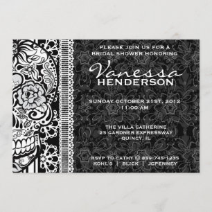 Invitation Jour de fantaisie de crâne de sucre de dentelle de