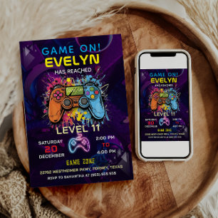 Invitation Jour de fête de jeu vidéo Niveau supérieur