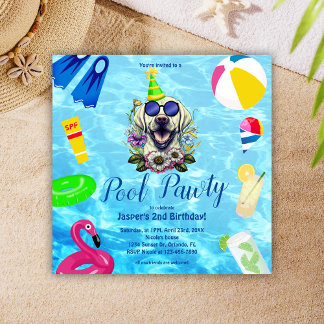 Invitation Jour de fête de la piscine de chien mignonne
