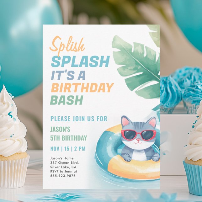 Invitation Jour de fête de la piscine de Splish (Créateur téléchargé)