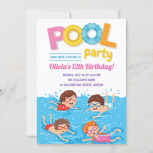 Invitation Jour de fête de la piscine d'été pour les enfants