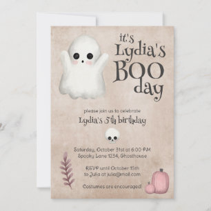 Invitation Jour de la Boite Kawaii Fantôme Halloween Annivers