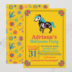 Invitation Jour de la fête de la licorne crâne de sucre mort