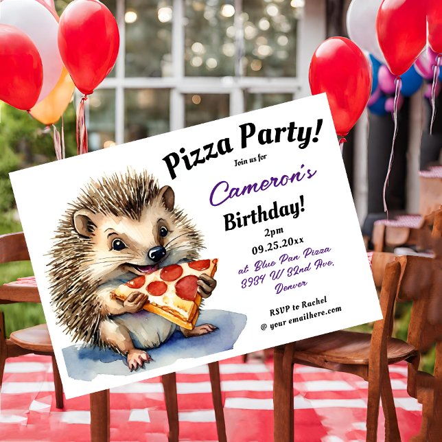 Invitation Jour de la fête de la pizza de Hérisson (Créateur téléchargé)