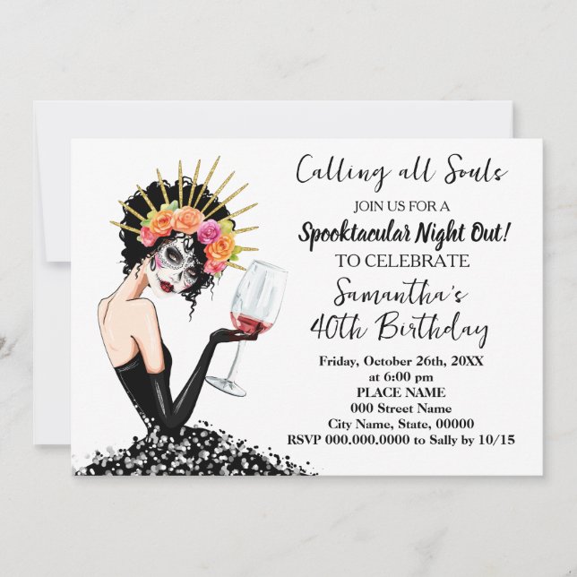 Invitation Jour de la nuit des filles mortes Halloween Annive (Devant)