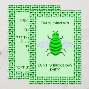 Invitation Jour de la Saint-Patrick Abeille et Trèfles