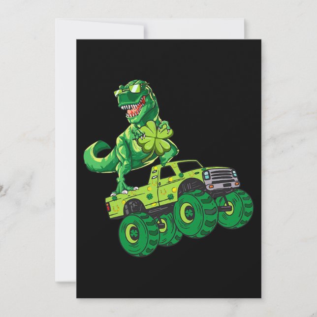 Invitation Jour de la Saint Patrick Dinosaur Monster Shamrock (Devant)