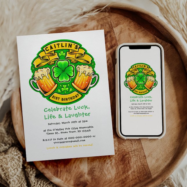 Invitation Jour de la Saint Patrick Shamrock 21e anniversaire (Créateur téléchargé)