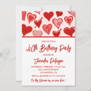 Invitation Jour de la Saint-Valentin 40e anniversaire cœurs r