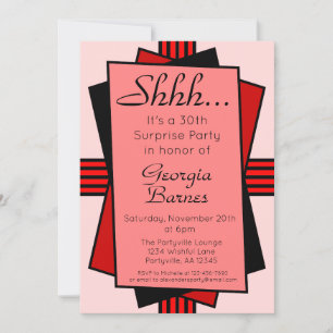 Invitation Jour de la Surprise Art Déco Rouge