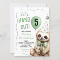 Jour de l'anniversaire de la Sloth Green Handdraw
