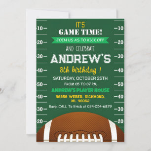 Invitation Jour de l'anniversaire du football américain perso