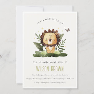 Invitation Jour de l'Anniversaire du lion animal sauvage de l